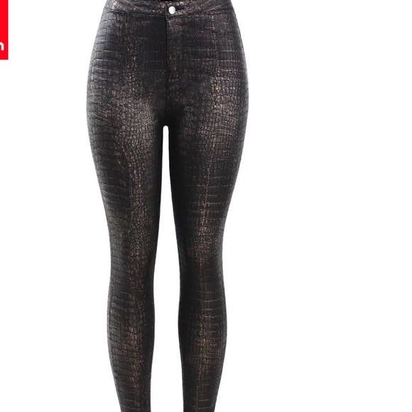 Faux croc skin leather leggings - Picture 1 of 6